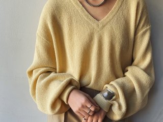 80s- Pale Yellow Alpaca Knit Sweater