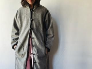 70s- Gray Piping Wool Coat