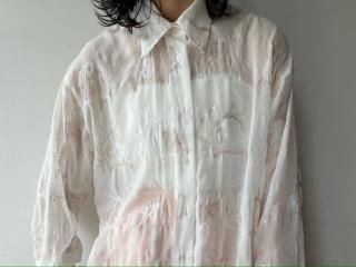 90s White Embroidery Sheer Shirt