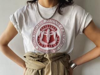 70s- White Red Army Print Tee