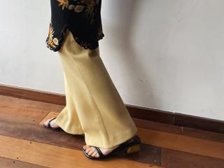 70s Cream Yellow Wide Leg Pants