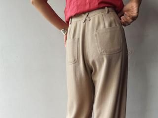 90s Beige Linen Blend Wide Pants