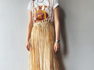 Beige Crinkle Maxi Skirt