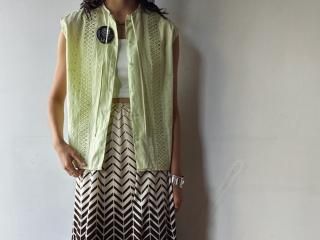 50s- Lime Green Sleeveless Blouse