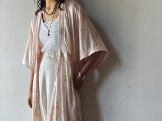 60s Pale Pink Floral Nylon Robe