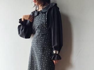 -70s Black Cotton Apron
