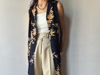 90s Navy Floral Sleeveless Dress
