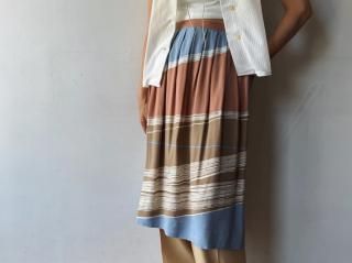 80s- Multi Stripe Rayon Skirt