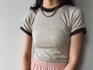80s Beige Brown Ringer Tee