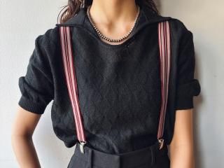 70s Black Short Sleeve Knit Top