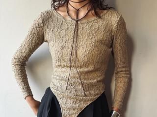 90s Beige Lace Bodysuit
