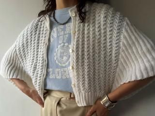 70s White Knit Bolero Top