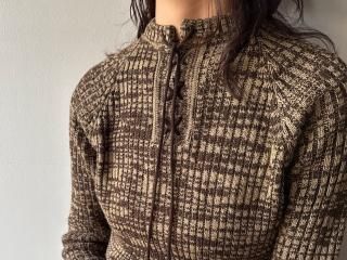 70s Brown Melange Rib Knit Top