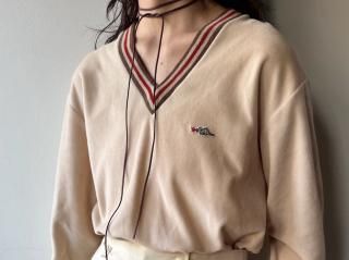 70s- Beige Terry Cloth Top