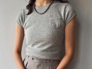 Gray Cashmere Knit Top