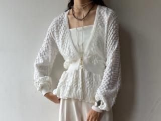 70s Ivory Bobble Knit Cardigan