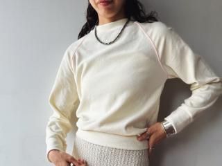 70s Ivory Velour Raglan Top