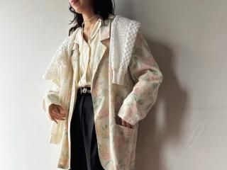 80s- Floral Light Tailored Jacket