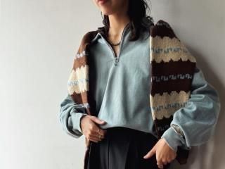 90s Faded Turquoise Blue Half Zip Sweatshirt