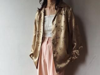 90s Gold Floral Satin Shirt