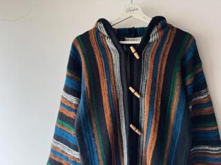 70s Black Multi Stripe Knit Hoodie