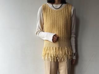 Pale Yellow Fringe Vest