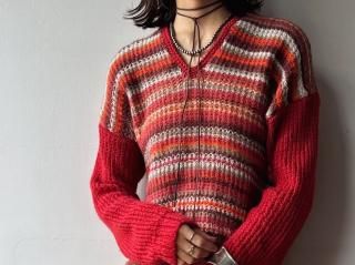Red Multi Stripe Knit Sweater