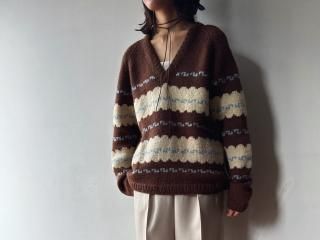 Brown Cloud Stripe Knit Sweater