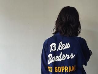 70s- Blue Embroidery Track Jacket