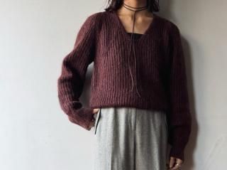 70s- Maroon Mohair Knit Sweater