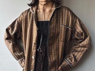 70s Brown Stripe Pajama Shirt