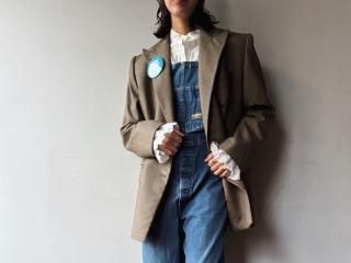90s LAUREN Beige Plaid Tailored Jacket