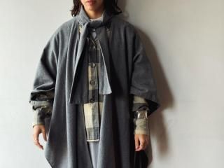70s Gray Wool Poncho Coat