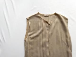 70s Ecru Sleeveless Rayon Dress