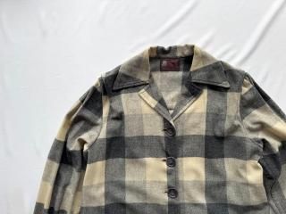 40s Gray Plaid Wool Jacket