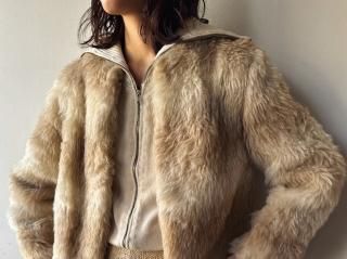70s Beige Faux Fur Jacket