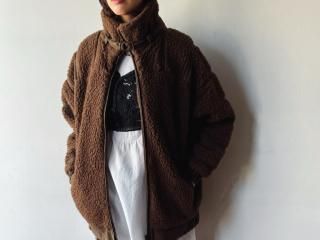 70s Brown Boa Bomber Jacket