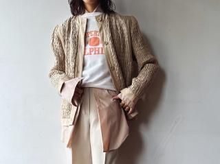 80s Cocoa Beige Shirred Cotton Jacket