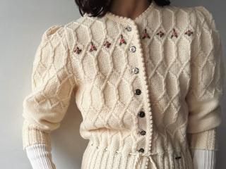 80s Ivory Tyrol Knit Cardigan