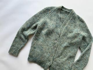 70s- Light Blue Nep Knit Cardigan