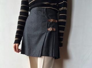 90s RALPH Charcoal Pleated Mini Skirt