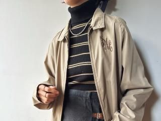 60s- Beige Initial Embroidery Drizzler Jacket