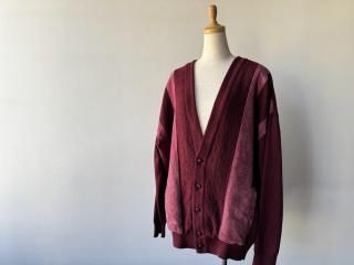 70s Bordeaux Pink Suede Knit Cardigan