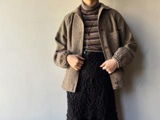 90s Grayish Brown Nep Tweed Jacket