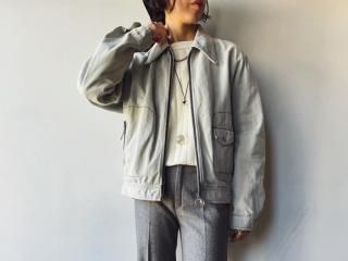 70s Pale Gray Cotton Twill Blouson