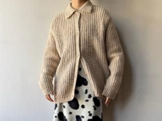 90s- Oatmeal Nep Knit Cardigan