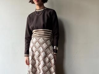 70s Brown Jacquard Maxi Dress