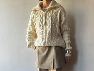 70s- Ivory Cable Knit Cardigan
