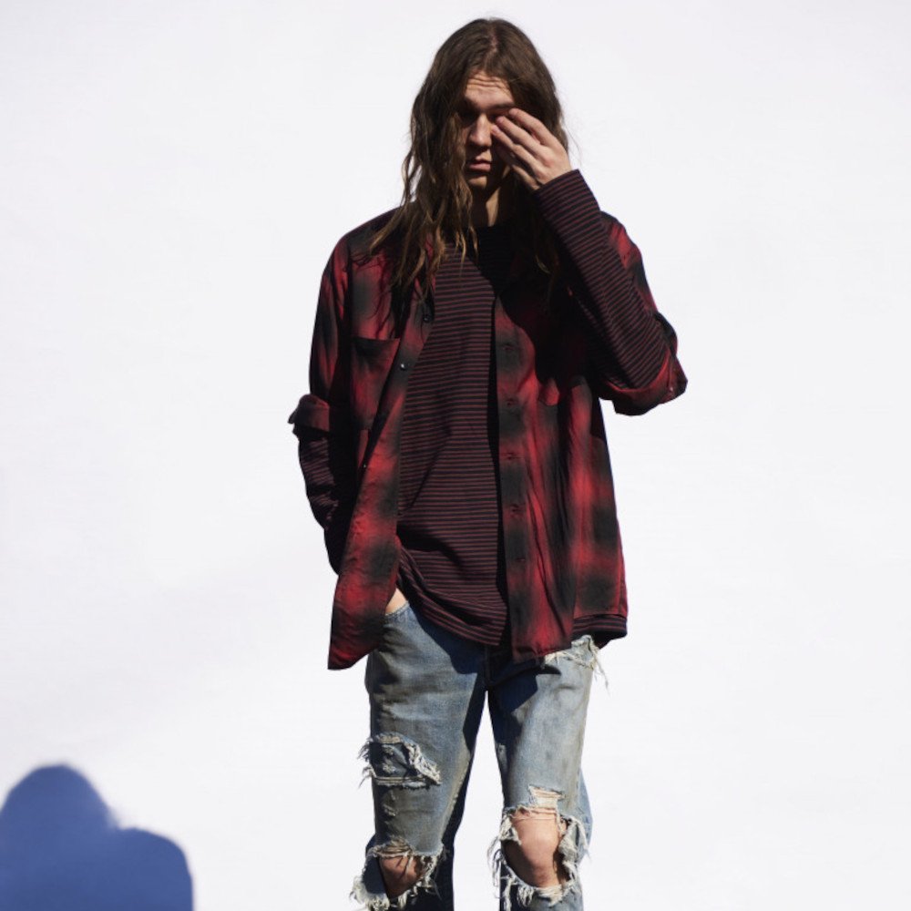MINEDENIM ×CDL 登坂広臣 Rayon Ombre Check Loose Work SH / マイン 