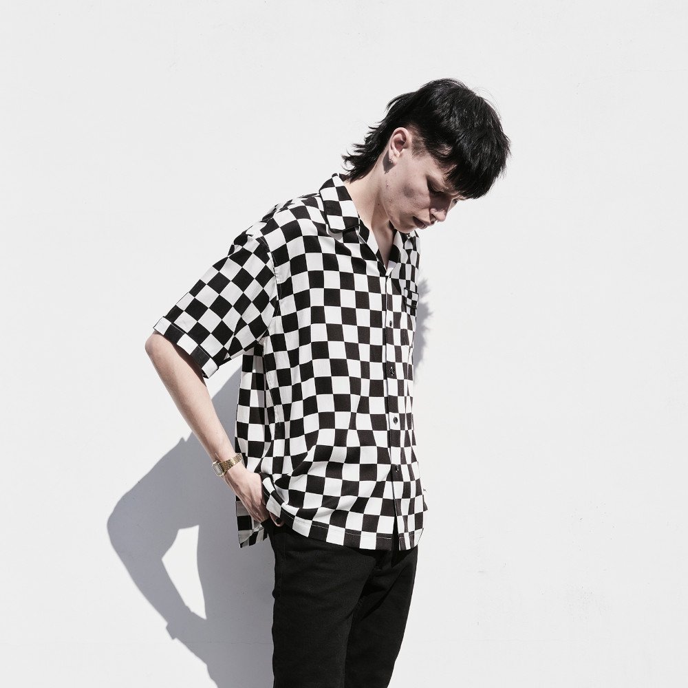 MINEDENIM / THREE TONE OPEN COLLAR SHIRT